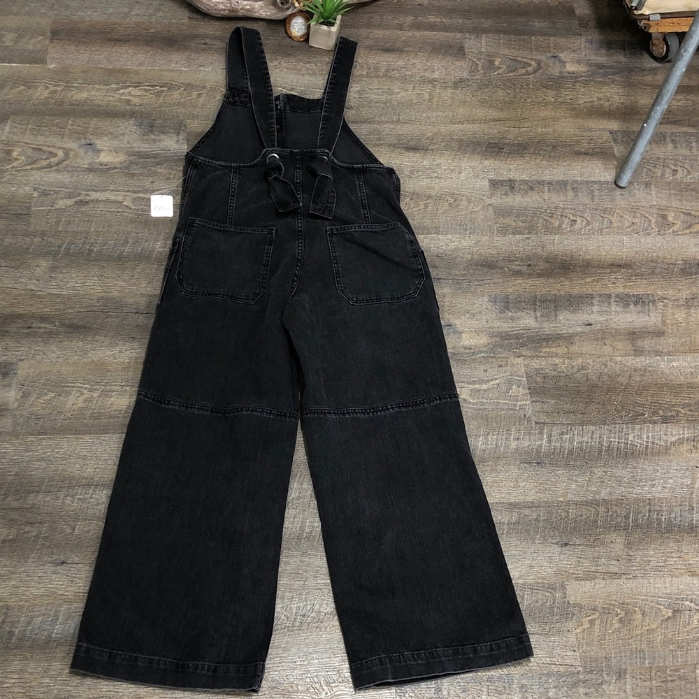 Free People Fields of Flowers Wide Leg Overalls Vintage Black - Picture 7 of 8